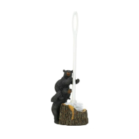 Novelty animal home decor resin bear family toilet brush holder for sale