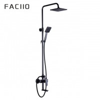 FACIIO Bathroom Brass Shower Faucets Black Rainfall Bath Tap Bath Mixer Cold and Hot Shower Faucet with Mixer