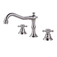 3-Hole Water Tap Nickel Brushed Widespread Unique Bathroom Faucets